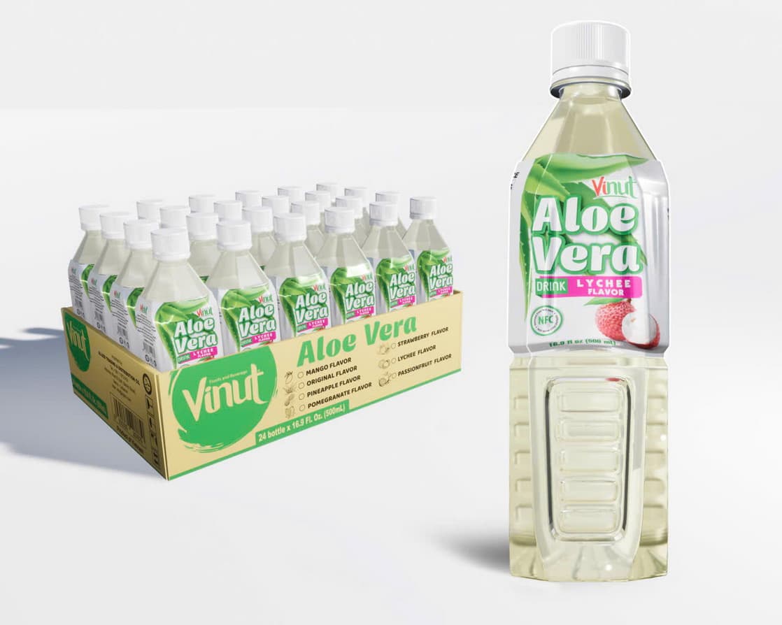 VINUT משקה אלוורה בטעם ליצ'י 500ml