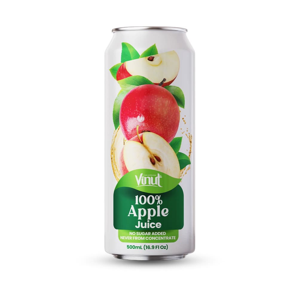 VINUT מיץ תפוחים 100%, ללא תוספת סוכר, לא מרכז, פחית סלים, 16.9 fl oz 500 mL