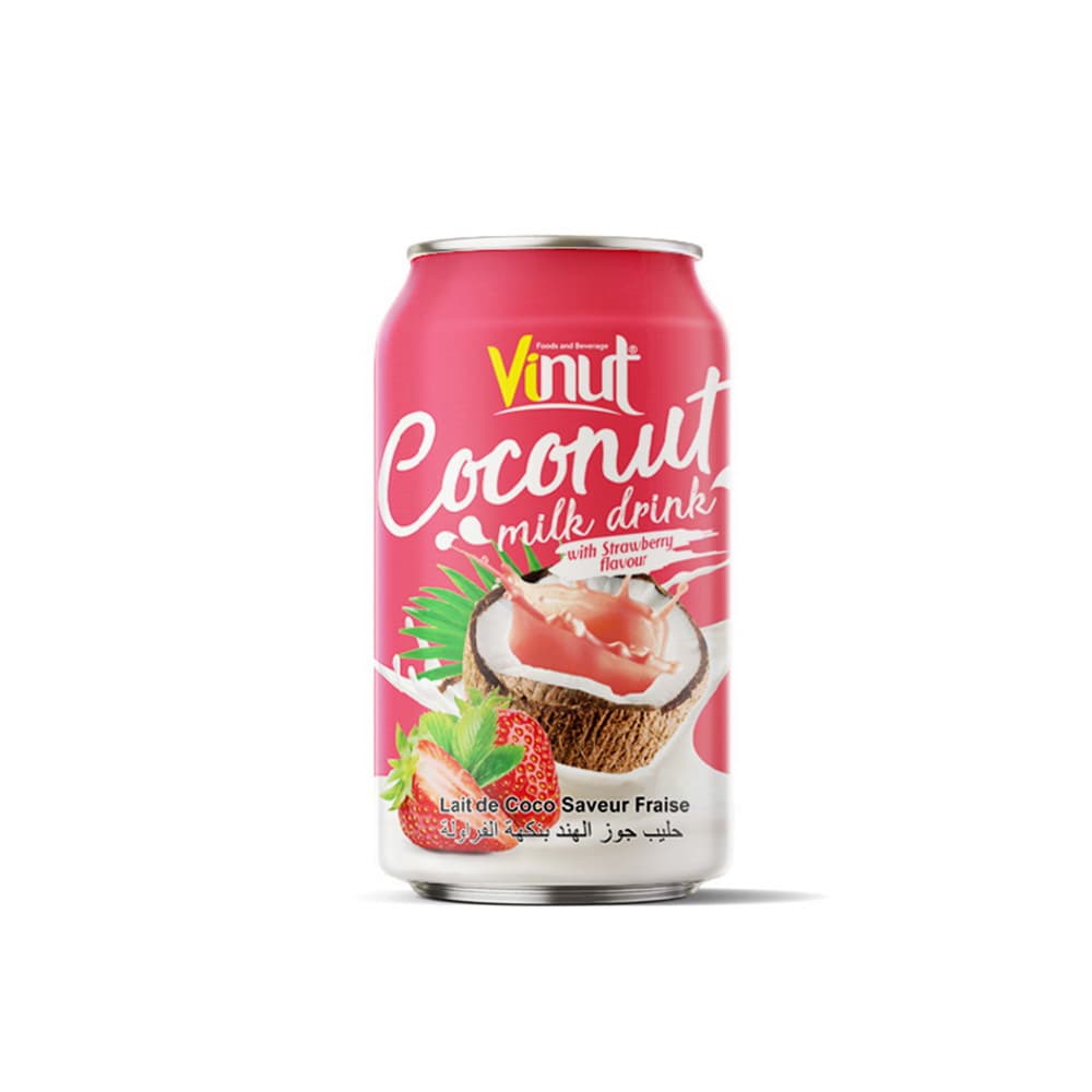 VINUT משקה חלב קוקוס בטעם תות, פחית, (330 מ"ל)