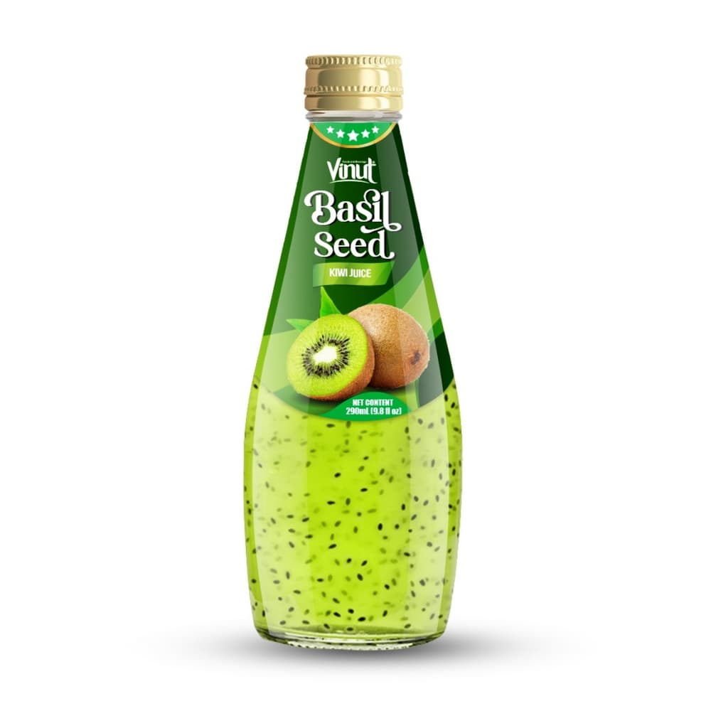 VINUT מיץ קיווי עם זרעי בזיליקום, בקבוק זכוכית, 9.8 fl oz (290 mL)