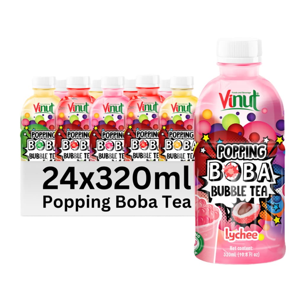 VINUT באבל טי פופינג בובה בטעם ליצ'י, בקבוק PET, 10.8 fl oz (320 mL)