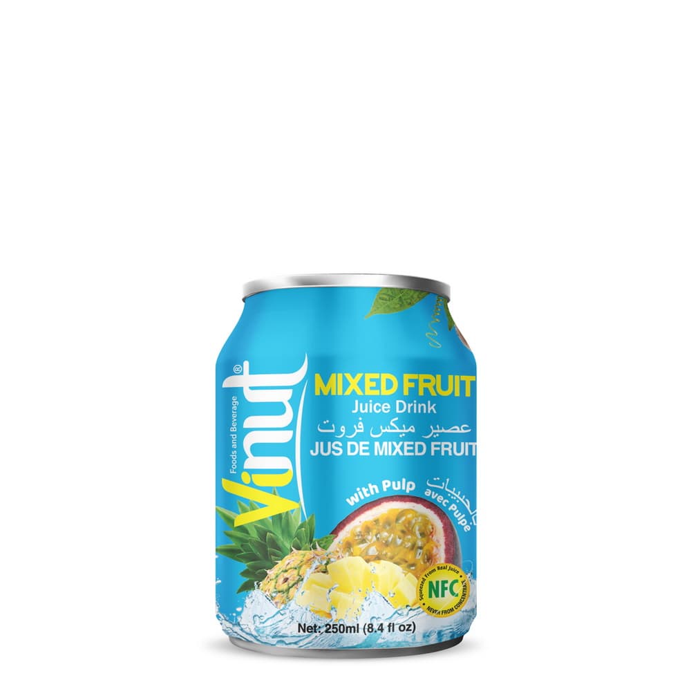 VINUT משקה מיץ פירות מעורבים עם ציפה, פחית 8.4 fl oz (250 mL)