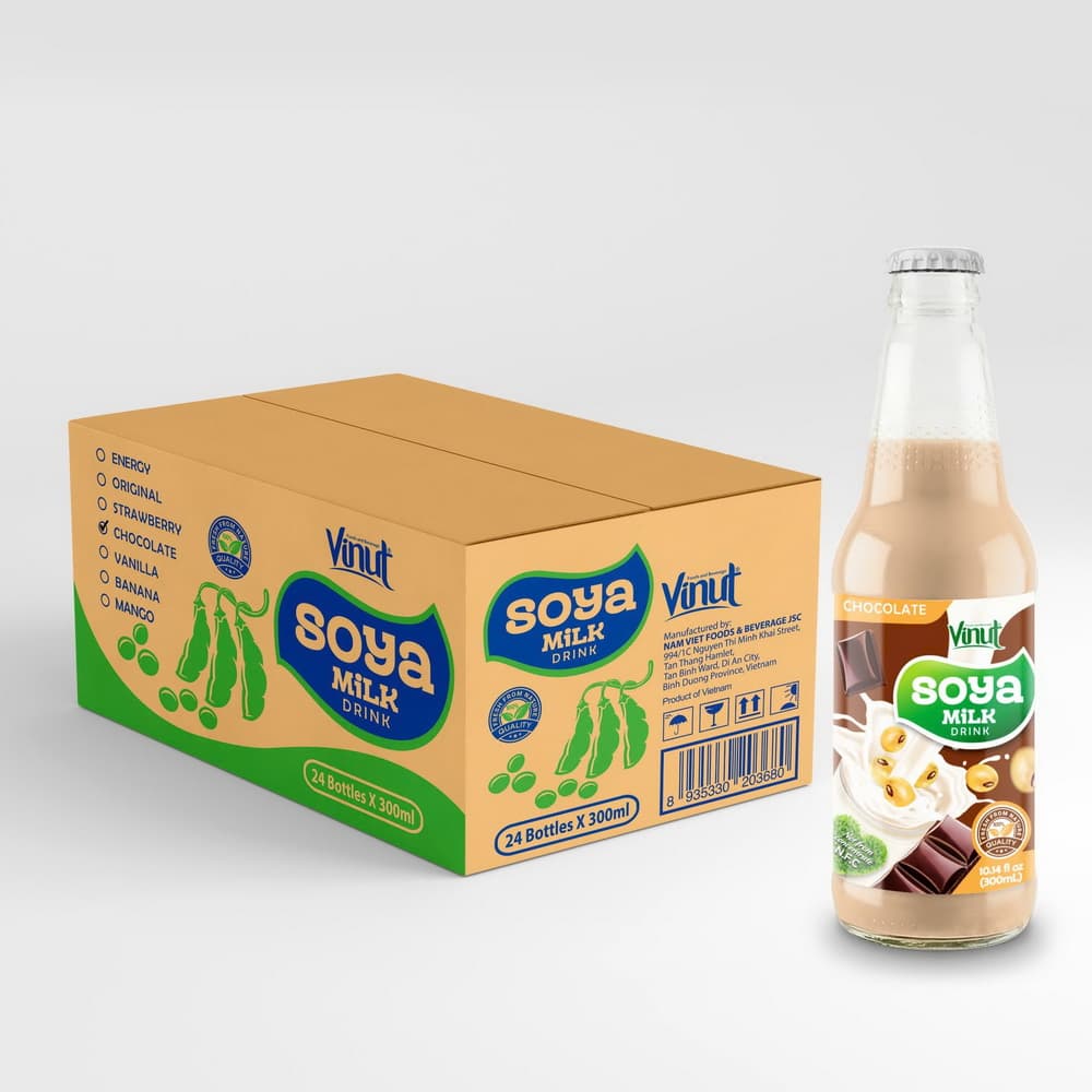 VINUT משקה חלב סויה בטעם שוקולד, Non GMO, 100% פולי סויה טהורים, בקבוק זכוכית, 10.14 fl oz (300 mL)