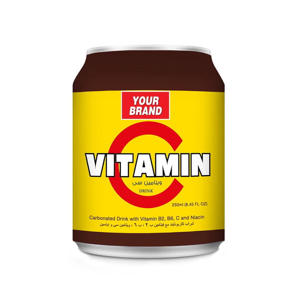 VINUT משקה ויטמין C מוגז, עם ויטמינים B2 B6 C וניאצין, פחית נמוכה 250 מ"ל (8.45 fl oz)